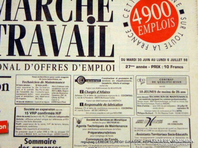 1998.06.30  / LE MARCHÉ DU TRAVAIL  /  Szs.:  12074