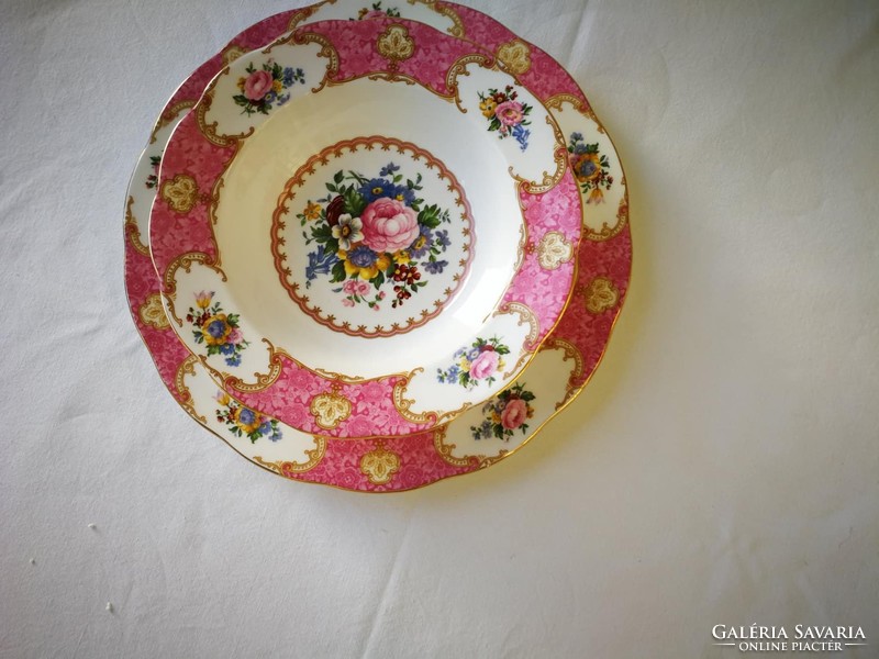Rare! Royal Albert Lady Carlyle English Sparkling Snow White Porcelain Plates.1Pcs. Deep and 1 flat