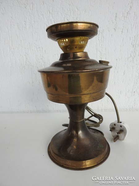 Antique copper kerosene lamp body with old wiring