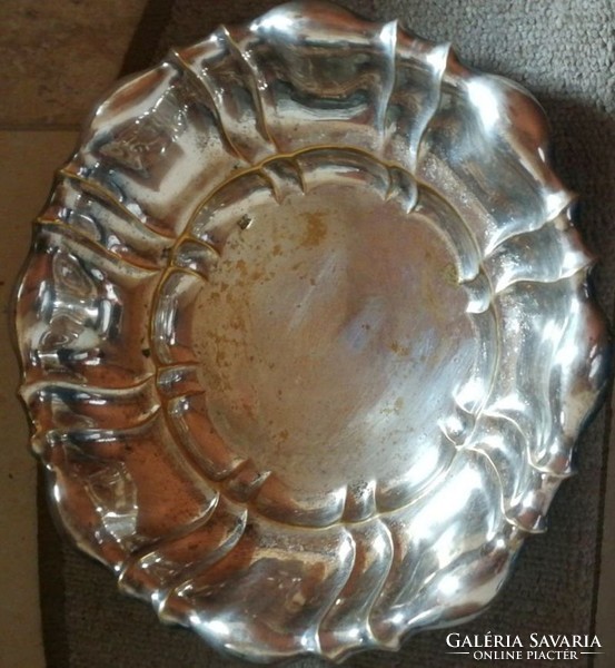 Biedermeier ezüstözött antik kínáló tál