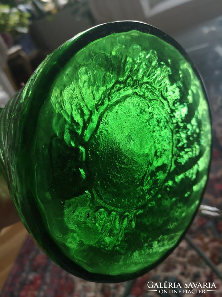 Emerald green glass bottle 27 x 14 cm