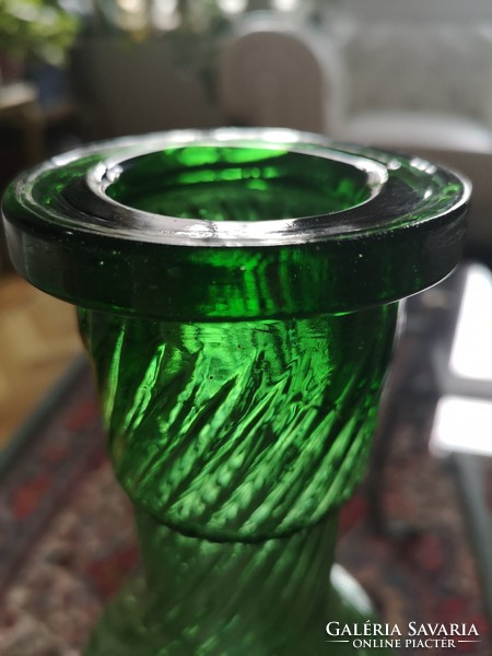 Smaragd zöld üveg palack 27 x 14 cm