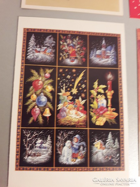 Régi karácsonyi képeslap 6 darab kreatív díszítő elem is