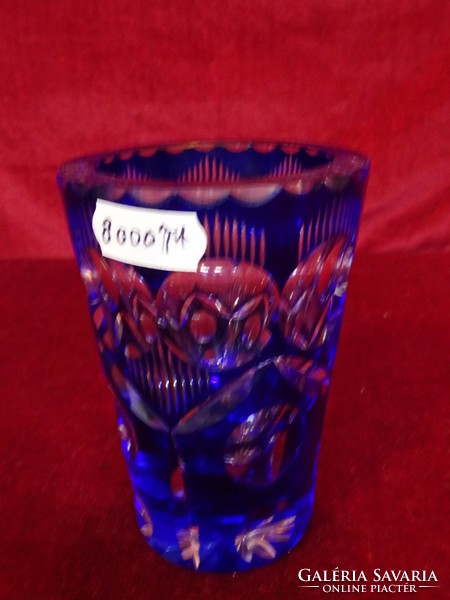 Ólomkristály kézzel csiszolt német kék színű váza. Magassága 10,5 cm. Vanneki!