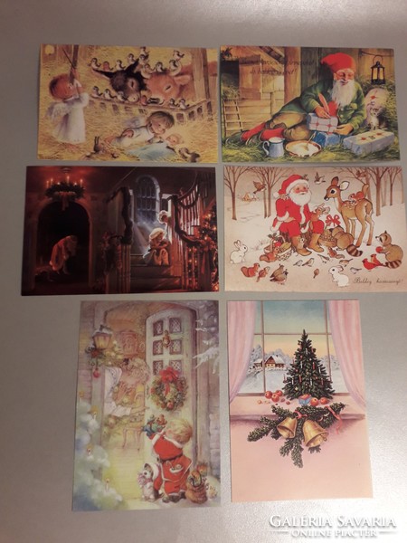 Régi karácsonyi képeslap 6 darab