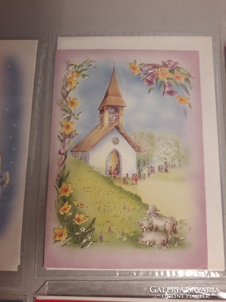 Régi karácsonyi nyitható képeslap borítékkal celofánban 6 darab