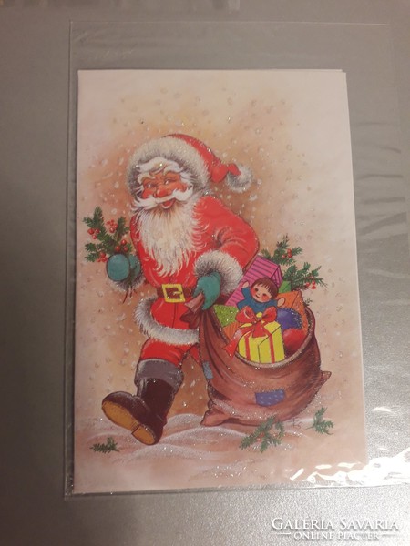 Régi karácsonyi nyitható képeslap celofánban 3 darab