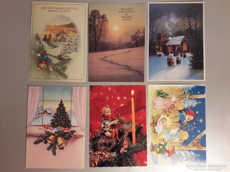 Régi karácsonyi képeslap 6 darab együtt kreatív díszítés