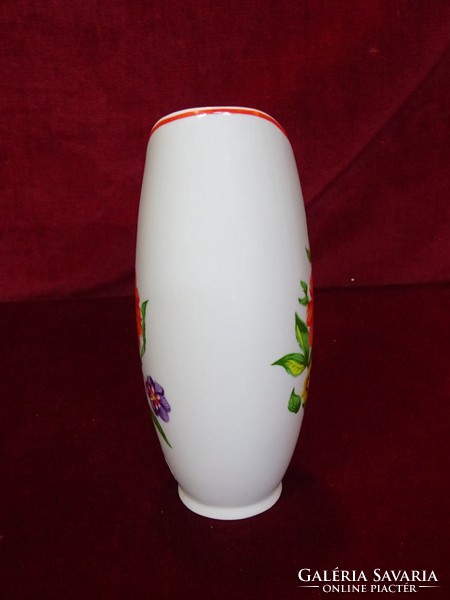 Hollóházi porcelán váza, sárga virággal, 21 cm magas, típusszáma 508. Vanneki!
