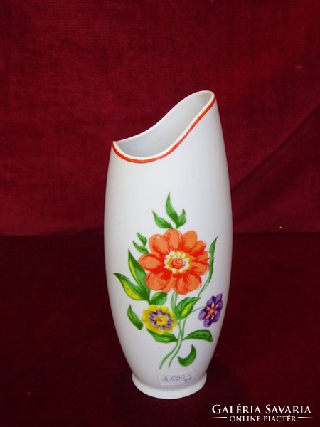 Hollóház porcelain vase with yellow flower, 21 cm high, type number 508. Vanneki!