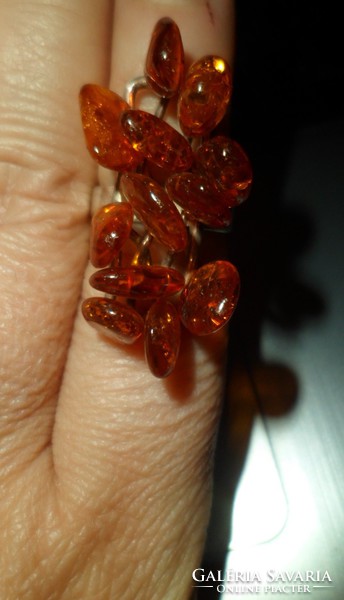 Silver ring / honey amber