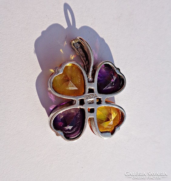 Brera 925 4 colored polished stone flower shaped pendant
