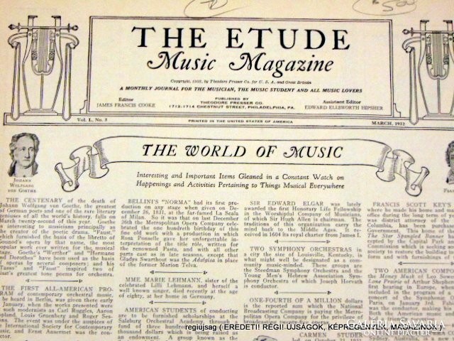 1932 március  /  THE ETUDE Music Magazine  /  E R E D E T I, R É G I Újságok Szs.:  12387