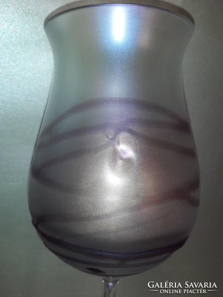Szecessziós Freiherr von Poschinger  irizáló üveg kehely  különleges 30 cm magas