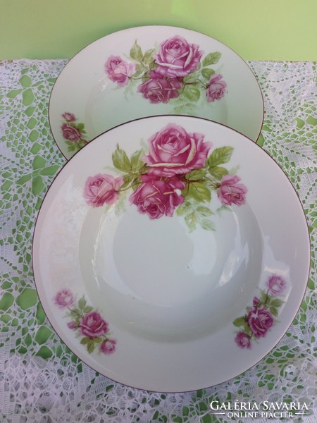 Pair of antique rose wall plates