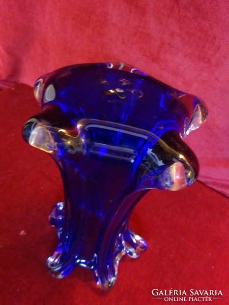 Lead crystal cobalt blue vase. 26 cm high. He has! Jókai.