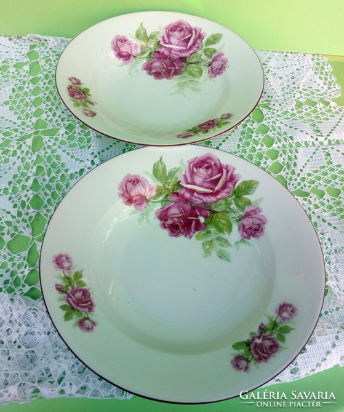 Pair of antique rose wall plates