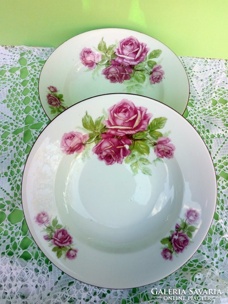 Pair of antique rose wall plates