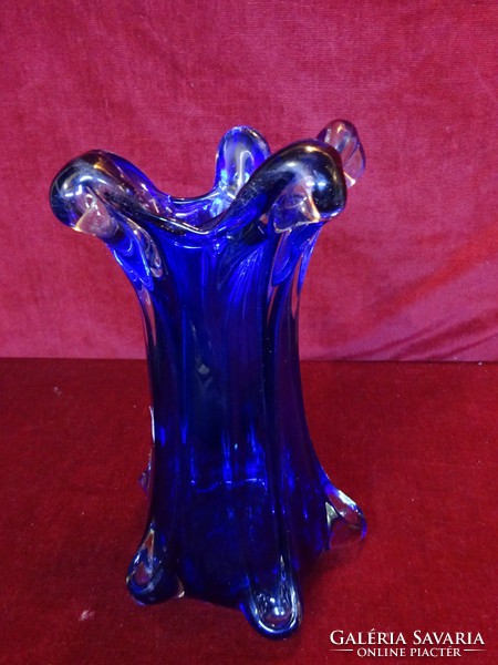 Lead crystal cobalt blue vase. 26 cm high. He has! Jókai.