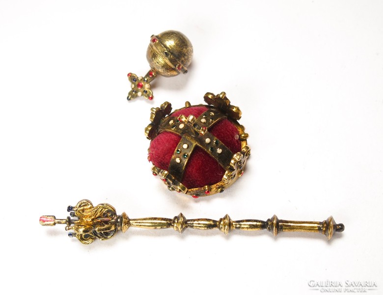 Gold-plated silver miniatures of Czech coronation jewels.