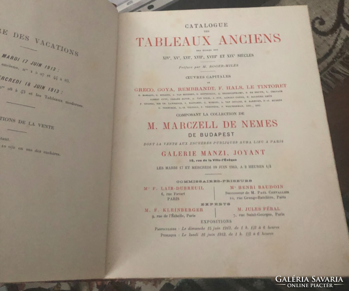 Nemes Marczell  gyűjtemény árverési katalógus 1913