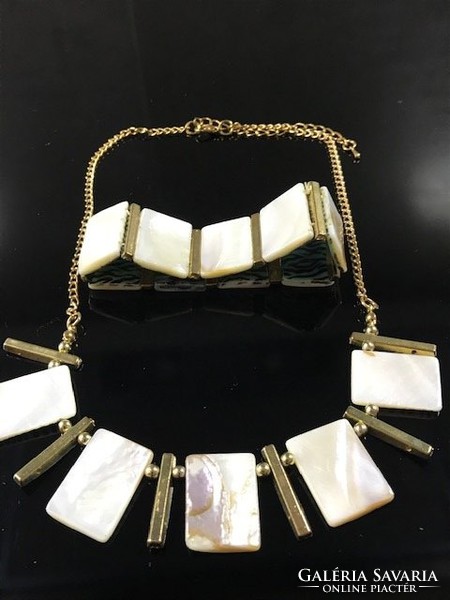 Mother of pearl bracelet and necklace, both side can be used