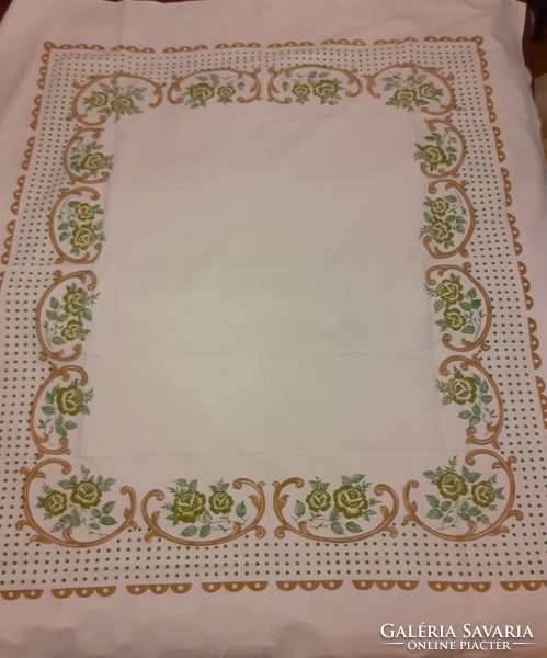 Linen tablecloth (tablecloth) with rose pattern 168x150 cm