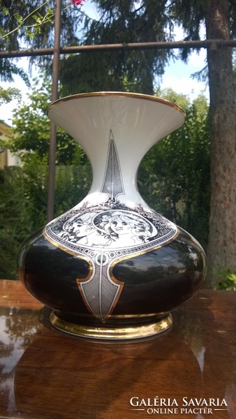 Hollóházi Saxon-Jurcsák large belly vase-decorative vase-bay vase flawless intact m 24 cm