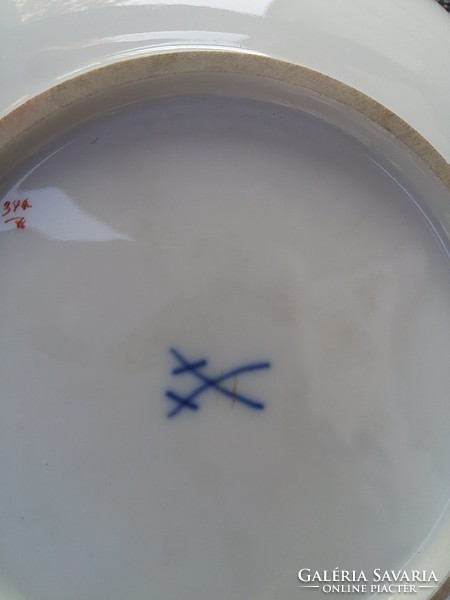Meissen porcelán,ajàndéknak, kínáló tál tálka!, Asztalközép kardos régi jelzés! Luxus. Porcelán.