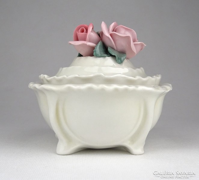 0Z055 Régi dupla rózsás ENS porcelán bonbonier