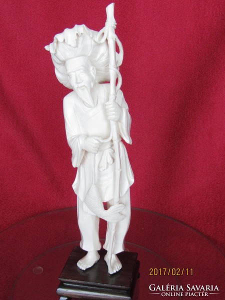 Antique bone sculpture fisherman approx. 100 years old