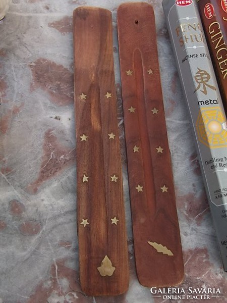 Indian copper inlaid incense holder 26 cm