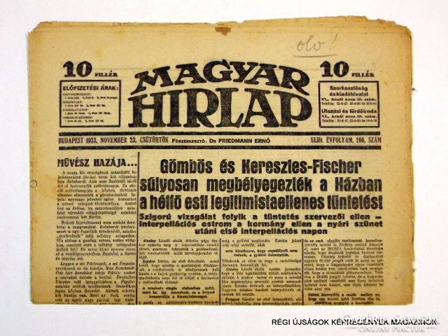 Spherical and cross-fischer / Hungarian newspaper / szs .: 11988