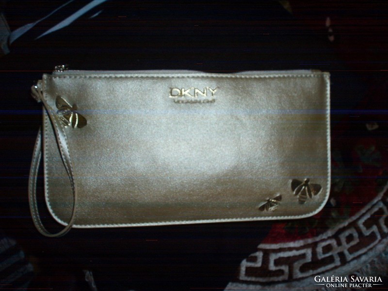 Dkny gold color cosmetic bag
