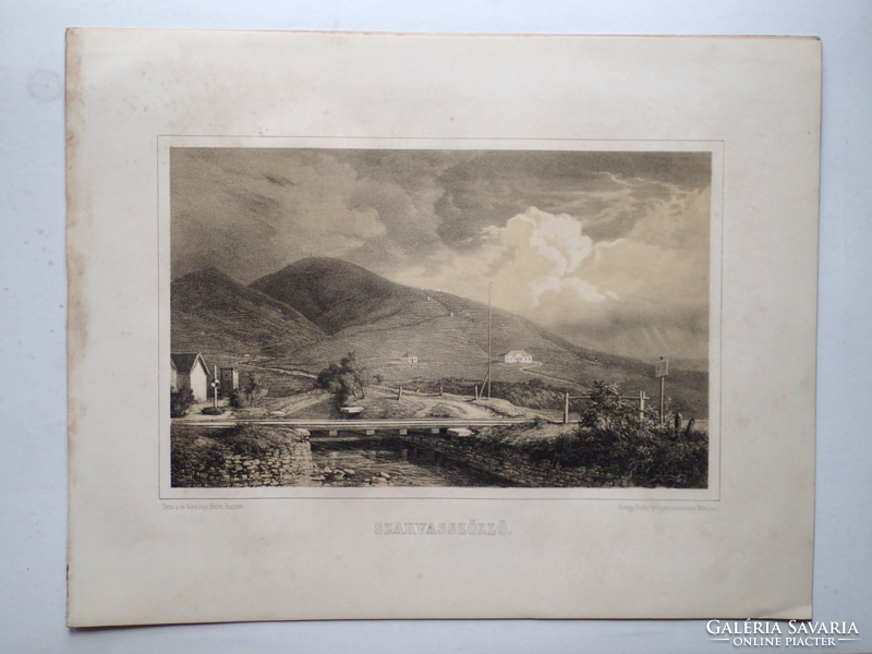 Keleti Gusztáv: Szarvassszőllő. Litográfia az eredeti(!) Tokaj-hegyaljai albumból (Pest, 1867)