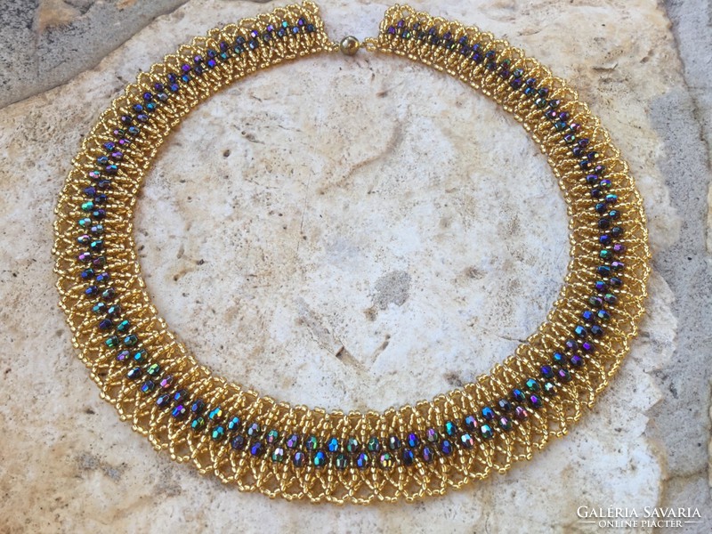 Unique handmade gift, sparkle: gold colored modern pearl necklace