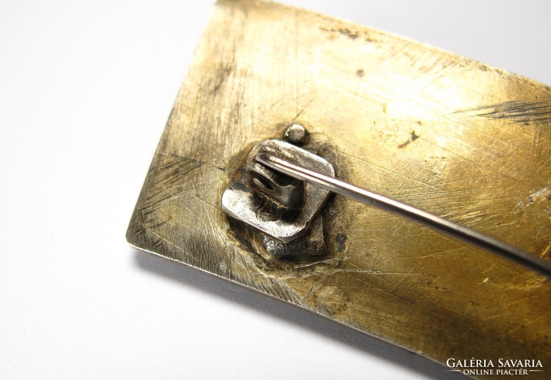 Bámulatos antik aranyozott ezüst mentelánc darab kitűző igazgyönggyel,türkizzel!