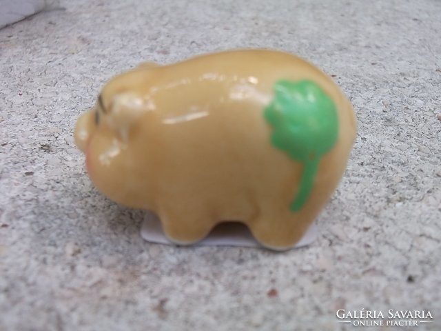 Little pig - lucky pig with 4 leaves ceramic tiny figurine - even for group gifts