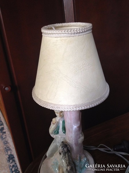 Table lamp decorated with glazed ceramic figurine - Attic