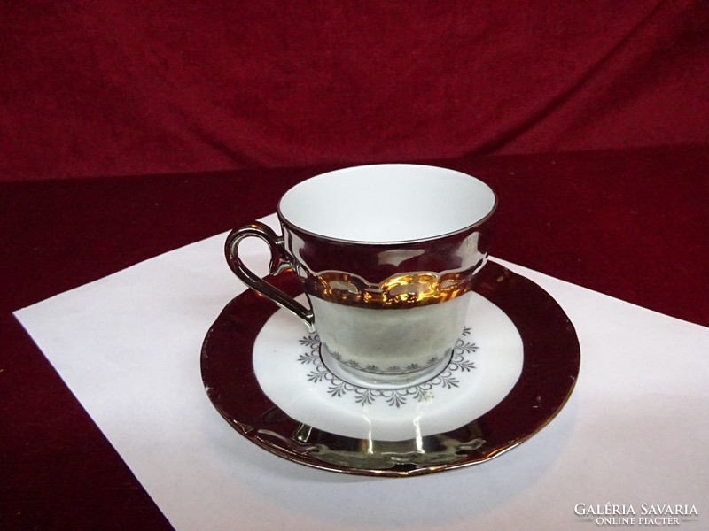 Eigl porcelain austria, teacup + placemat. 25. For wedding anniversary, silver color. He has!