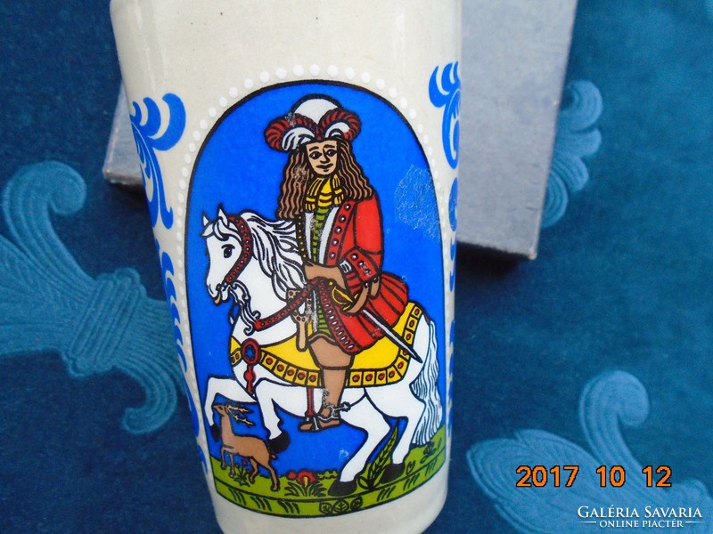 Seifert colorful German ceramic cup with equestrian kings 11.5 cm