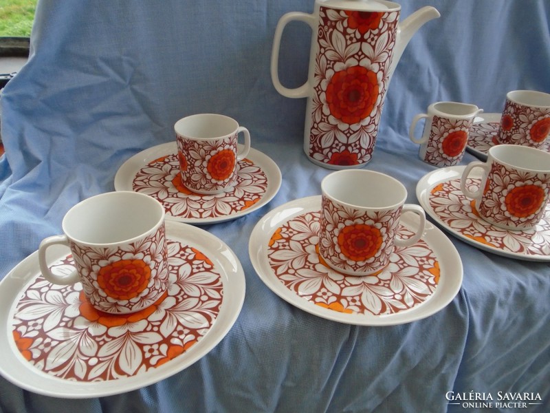 Tea or coffee set for six, hand painted, unused