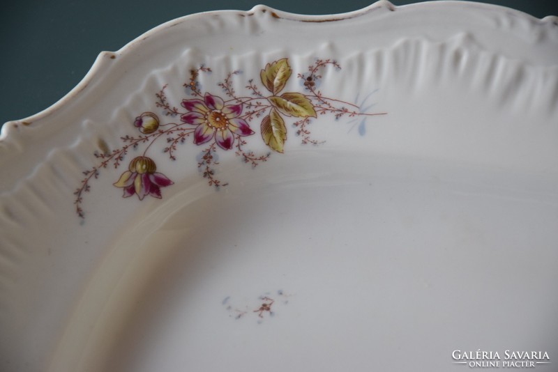 Antik Nagy Szecessziós virágos ibolyás sültes tál pecsenyés tál húsos tál kínáló 38 x 29 porcelán