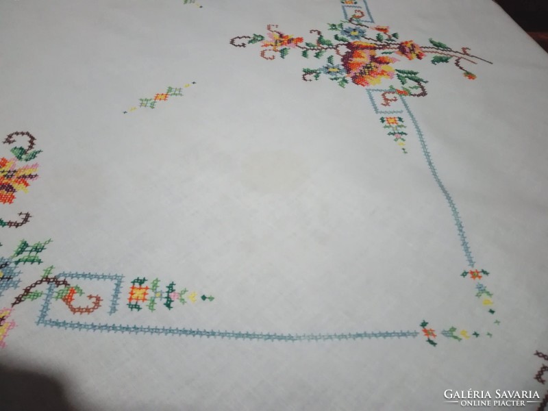 Antique embroidered tablecloth, 81 x 84 cm