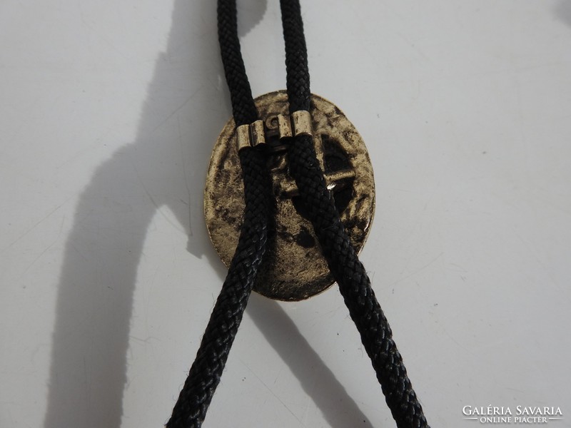 Men's necklace - black with a large stone