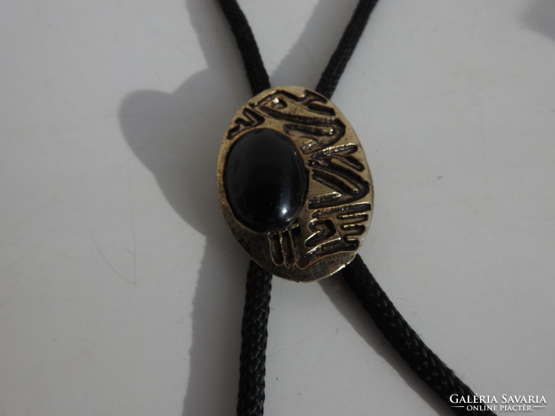 Men's necklace - black with a large stone