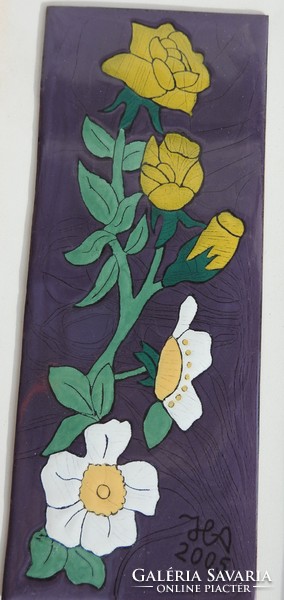 Hernold Anita: Virágok  - tűzzománc falikép
