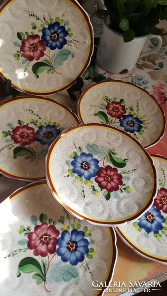 6 Pcs. Faience hand-painted small plates
