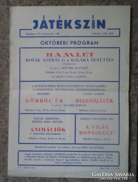 Játékszín 1978.Október 4.