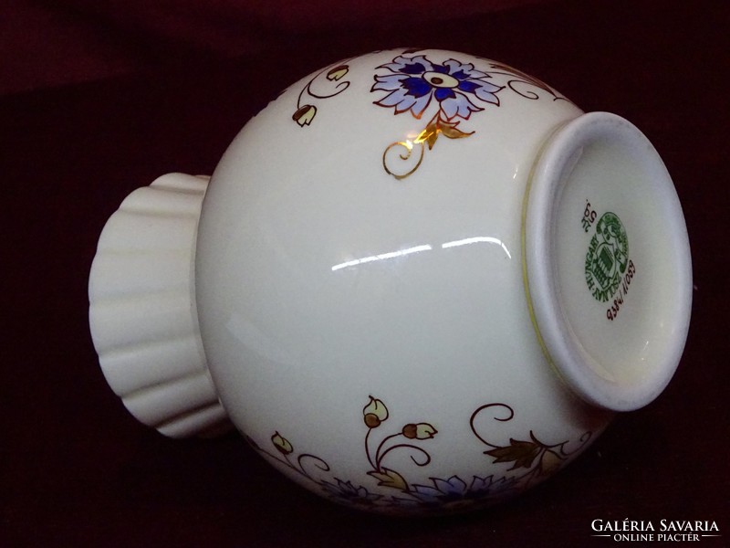Zsolnay porcelán, búzavirágmintás váza, 12 cm magas. Vanneki!